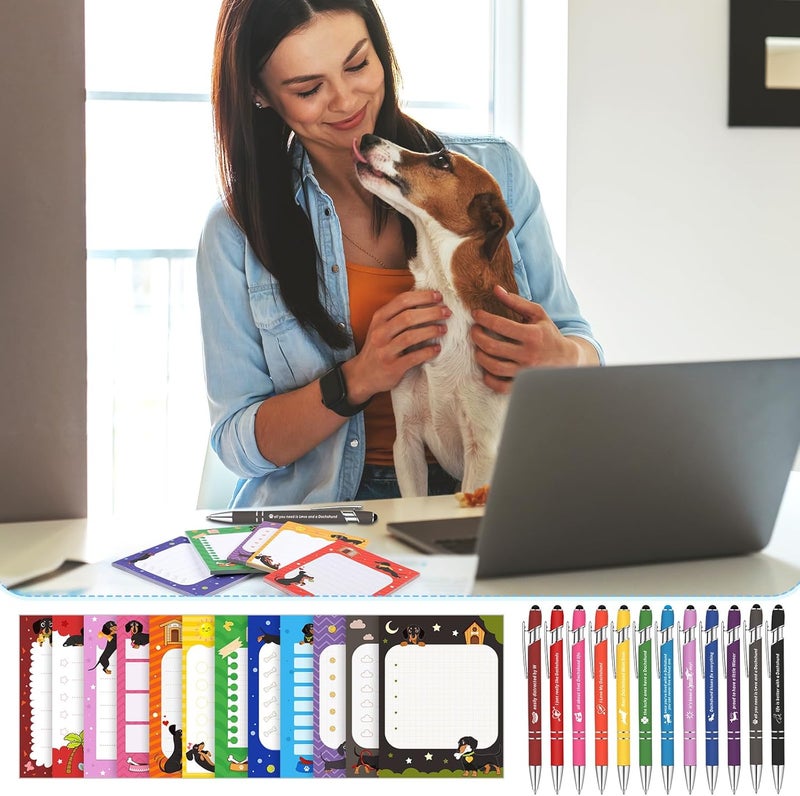 Geyee 24 Pcs Dachshund Sticky Notes with Funny Pens 3 x 4 Inch Dachshund To Do List Notepads with Sayings Pen for Dog Lover Valentines Coworkers Employee Office Staff Work Team Appreciation Gifts - Image 5